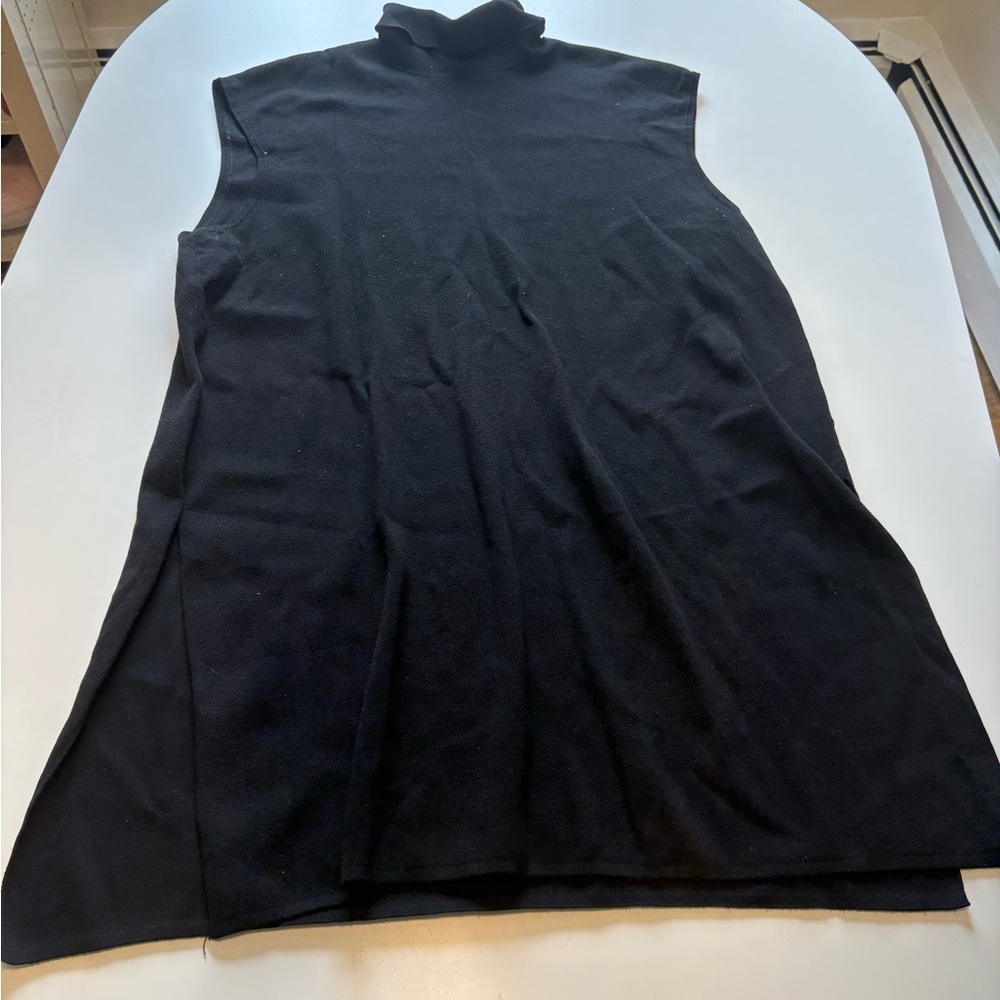 Sleeveless Black Mock Neck Tunic Dress